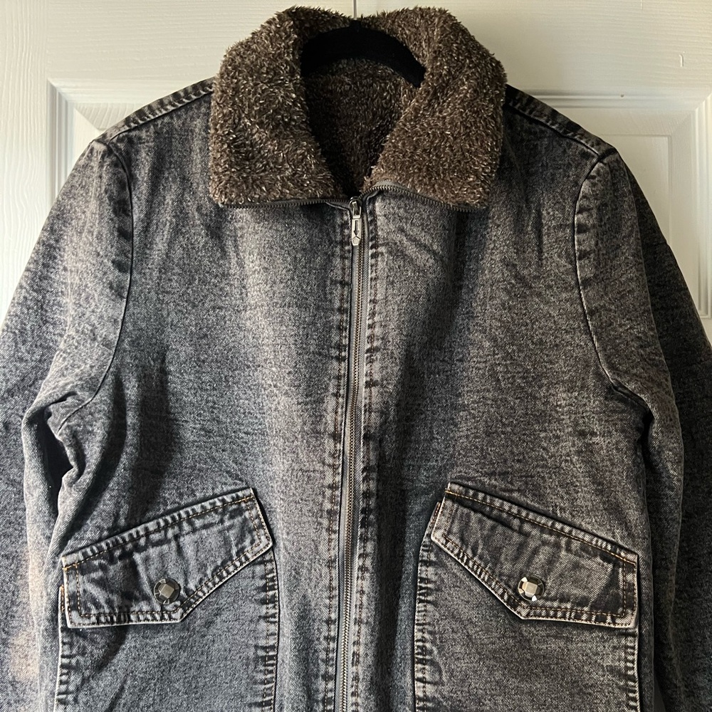 Thick Fur Jeans Jacket- New